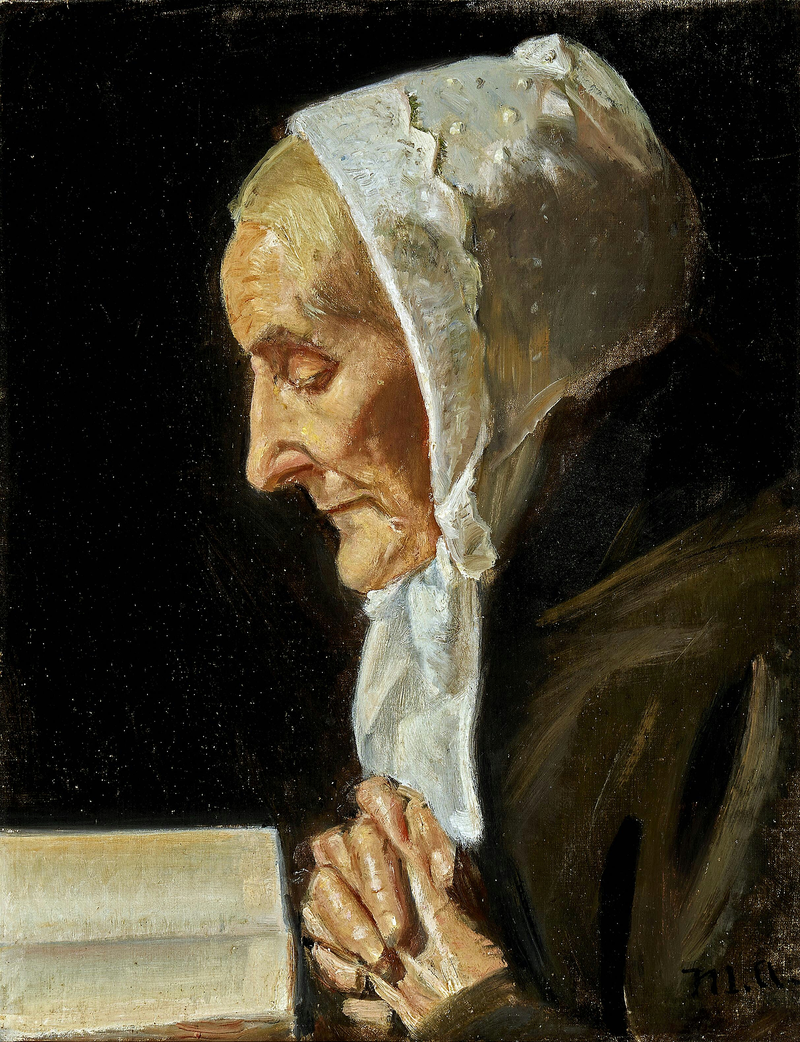 Retrato de Ane Hedvig Br��ndum leyendo su Biblia. -Michael Peter Ancher