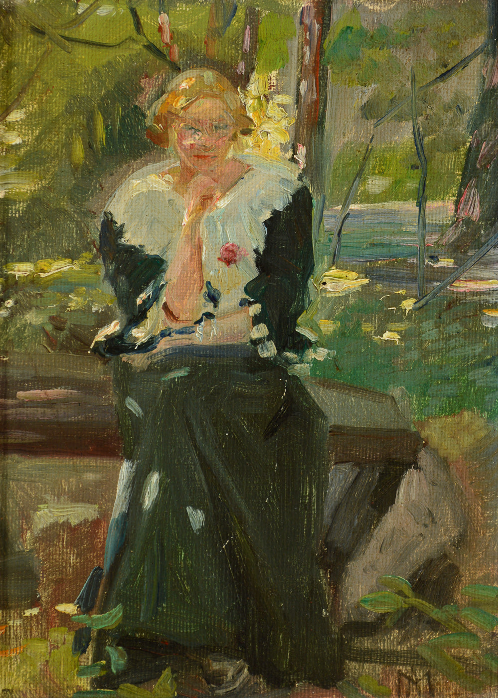 Portrait de Helga Ancher dans le jardin d’Amalievej Frederiksberg. - Michael Peter Ancher - Alpha Reproduction