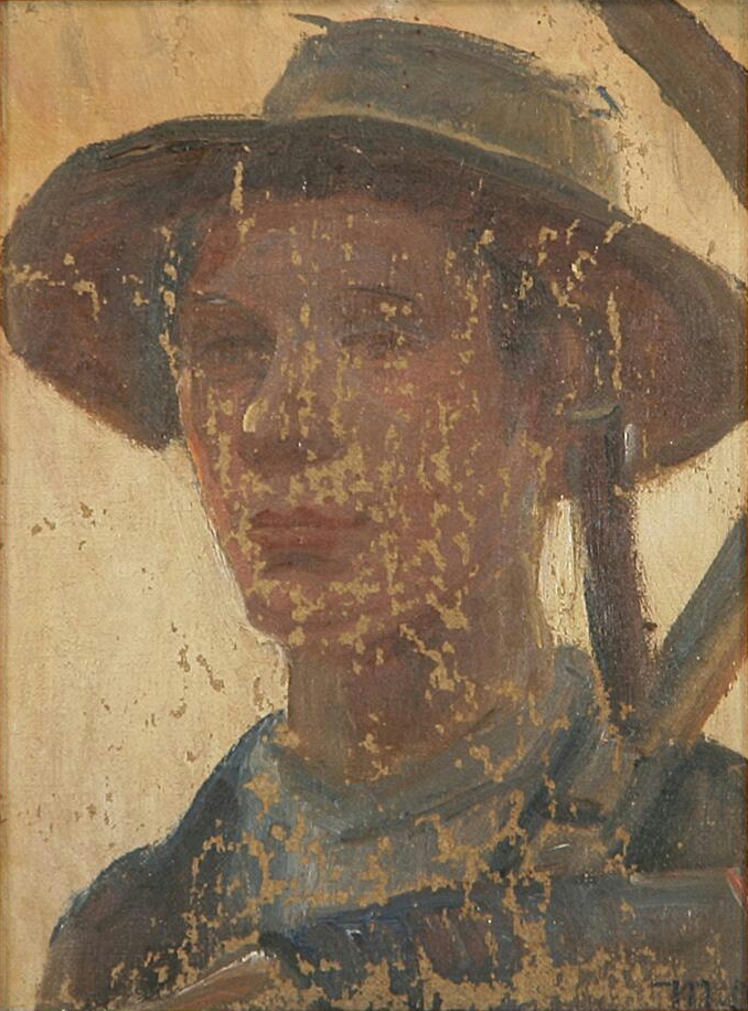 Retrato de un joven con una guadaña. - Michael Peter Ancher