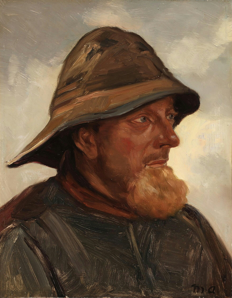 Un pescador de Skagen. 37x29cm. -Michael Peter Ancher