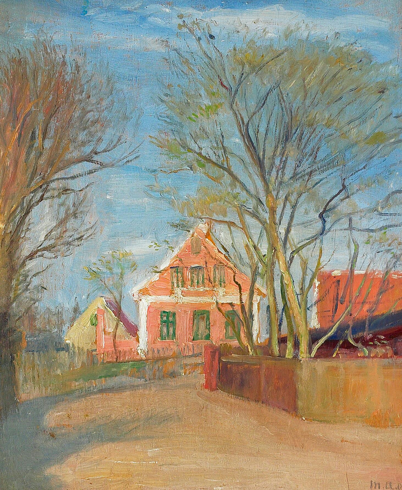 Casas en Skagen bañadas por la luz del sol. -Michael Peter Ancher