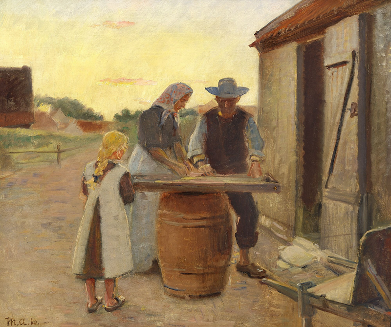 Familia de pescadores al atardecer - Michael Peter Ancher