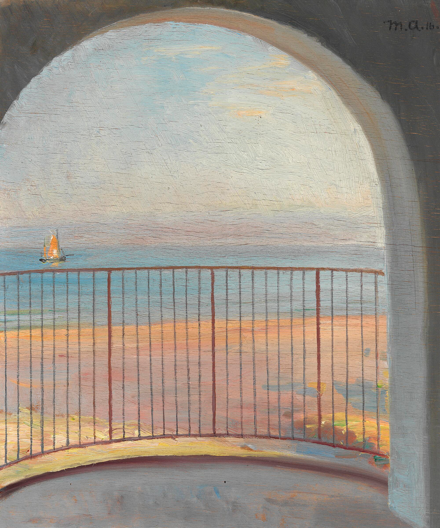 Vista de Kattegat desde un balcón en Admiralgörden. -Michael Peter Ancher