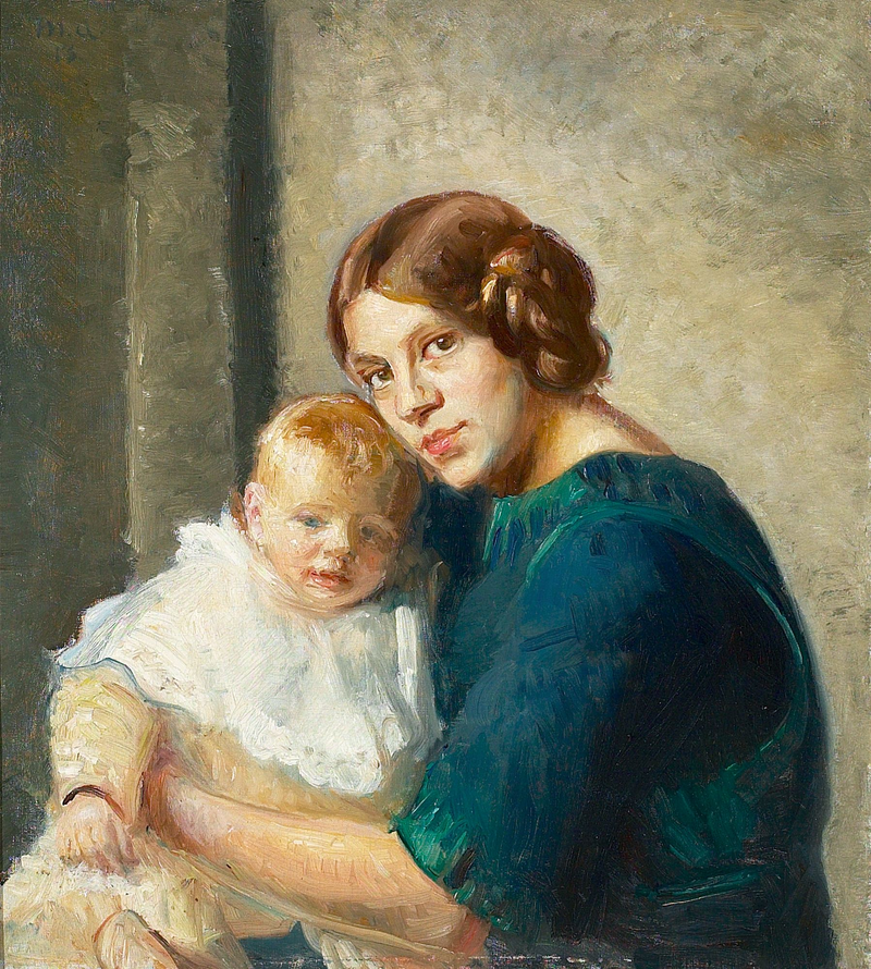 Una madre joven con su hijo. - Michael Peter Ancher