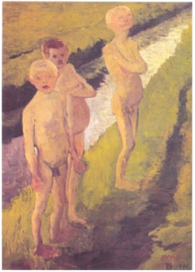 (1901) Three Boys Bathiing in the canal - Paula Modersohn-Becker