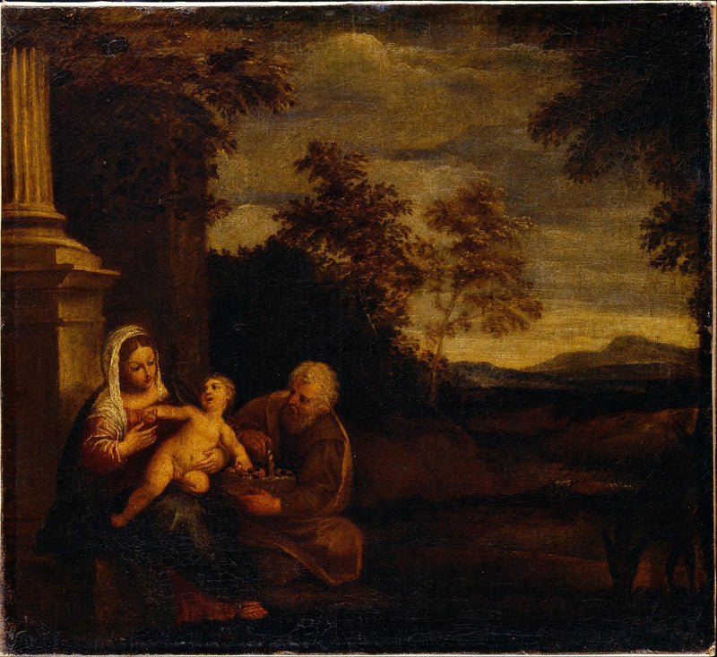 Repos de la Sainte Famille pendant la fuite en Égypte - Pier Francesco Mola