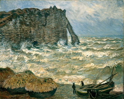 🎨 Los Acantilados de Étretat con mar agitada – Claude Monet, 1883