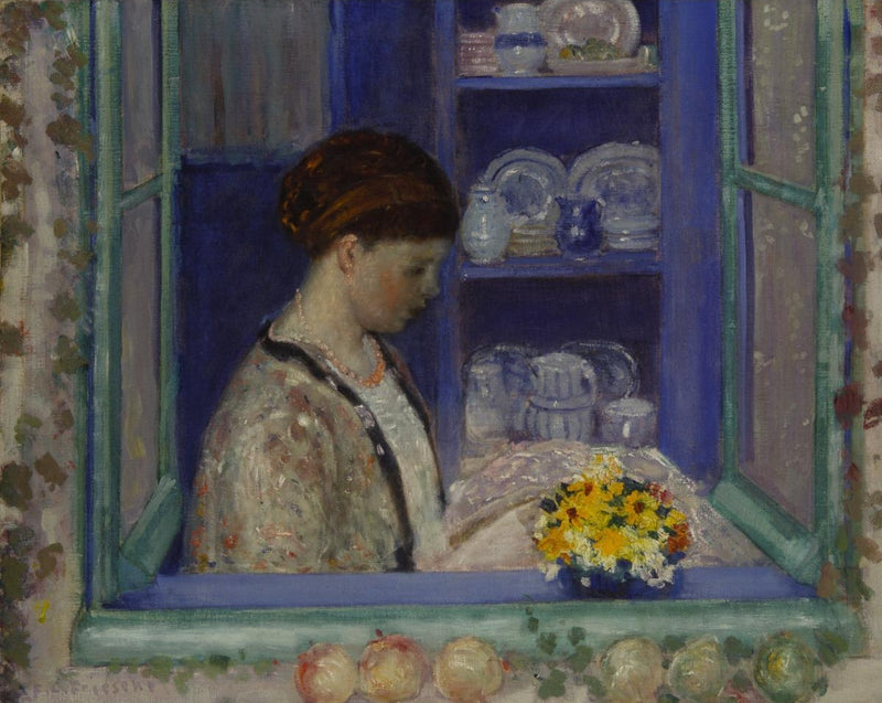 Sra. Frieseke en la ventana de la cocina - Frederick Carl Frieseke