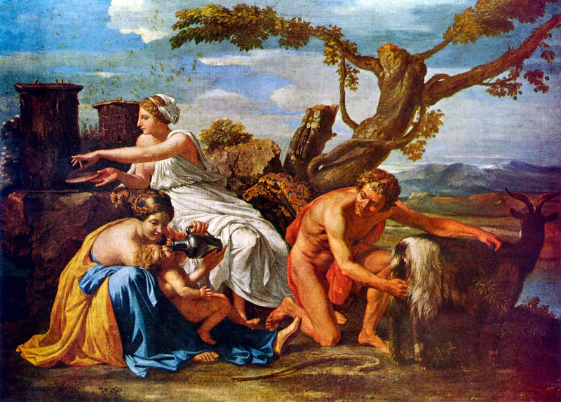 Júpiter niño alimentado por la cabra Amaltea - Nicolas Poussin