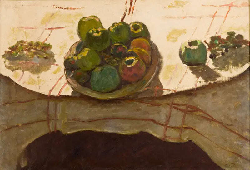 Plato de manzanas sobre una mesa - Pierre Bonnard