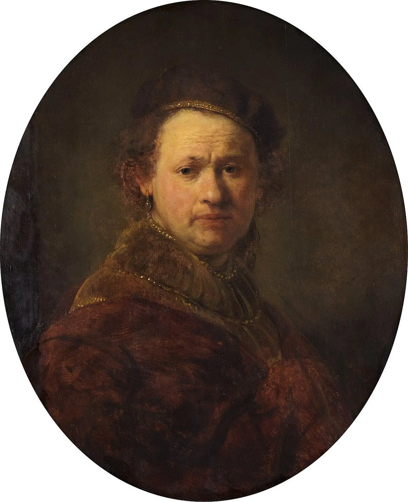 Autorretrato con boina y abrigo rojo - Rembrandt