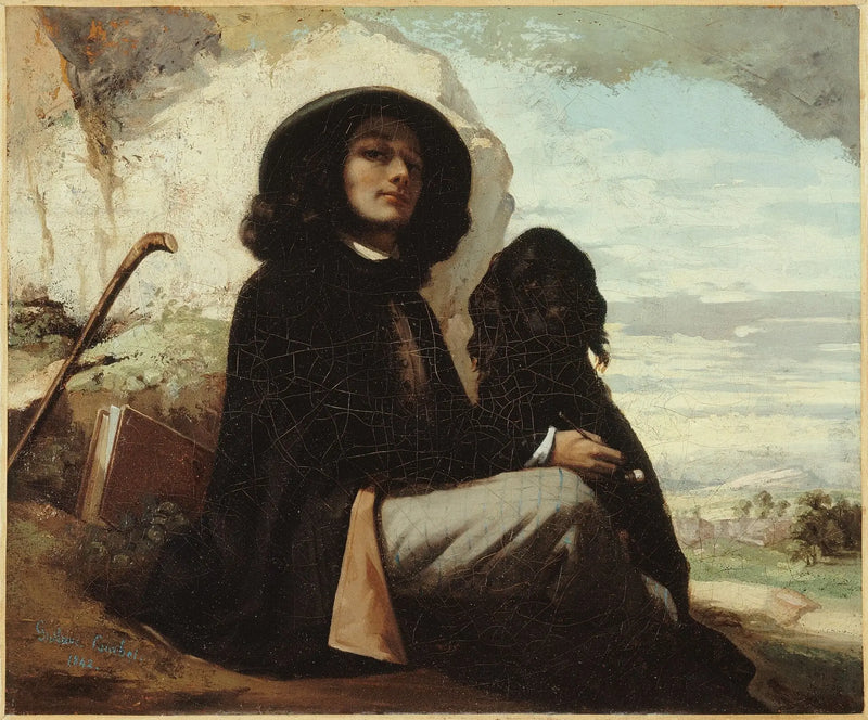 Autorretrato con perro negro - Gustave Courbet