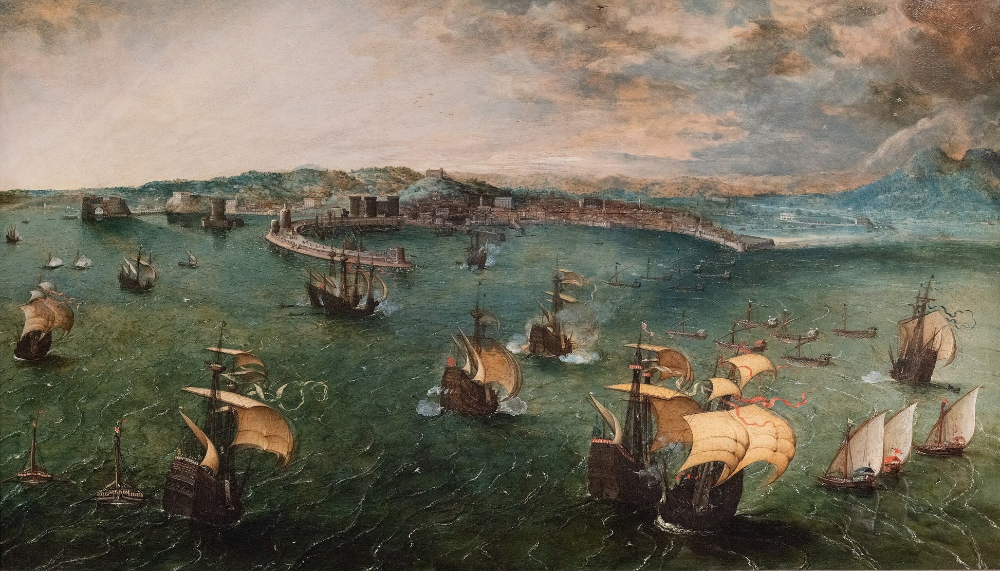 Batalla naval en el golfo de Nápoles - Pieter Brueghel el Viejo