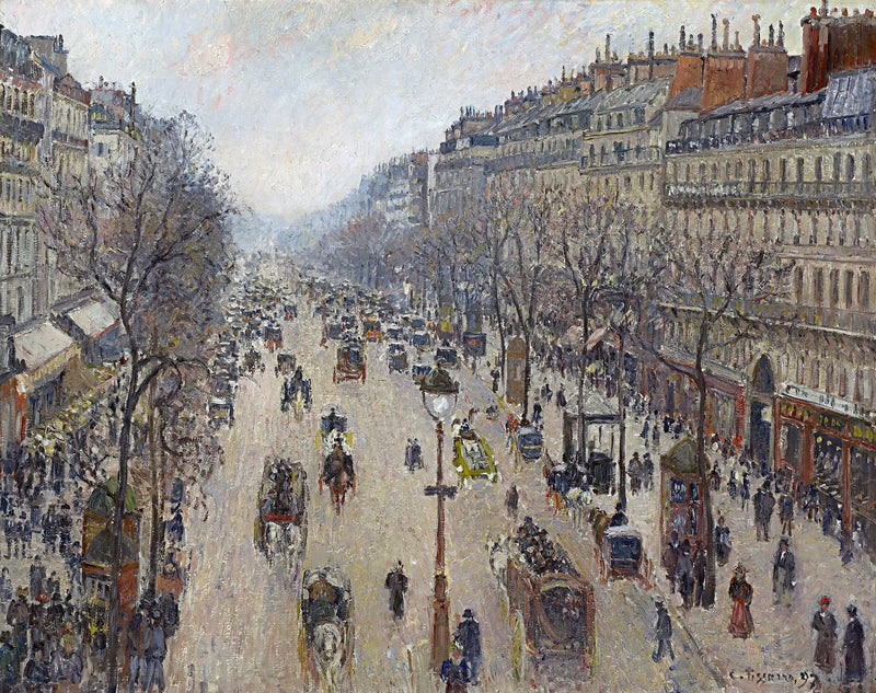 Boulevard Montmartre, mañana, tiempo gris - Camille Pissarro