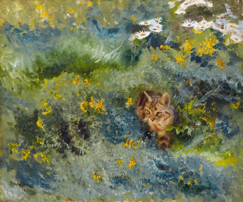 Gato en un prado florido de verano - Bruno Liljefors