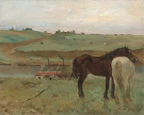 Caballos en un prado - Edgar Degas