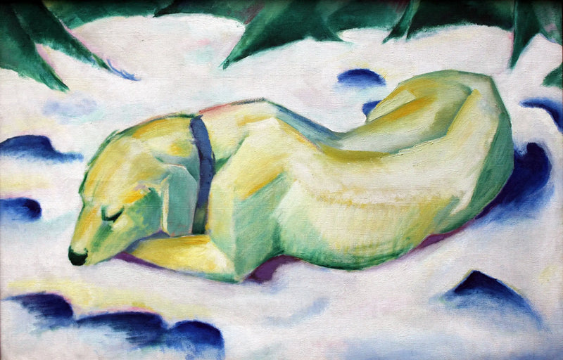 Perro acostado en la nieve - Franz Marc