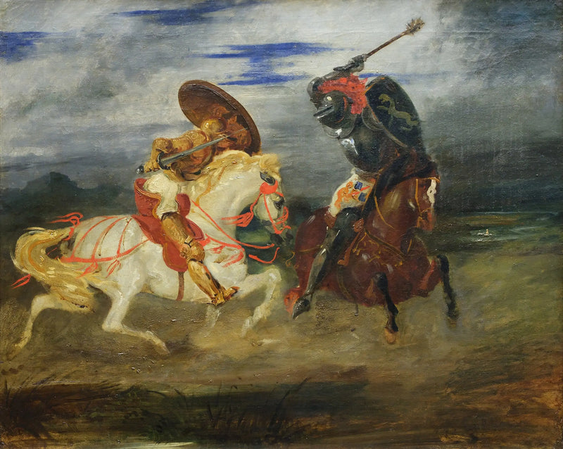 Combate de caballeros en el campo - Eugène Delacroix