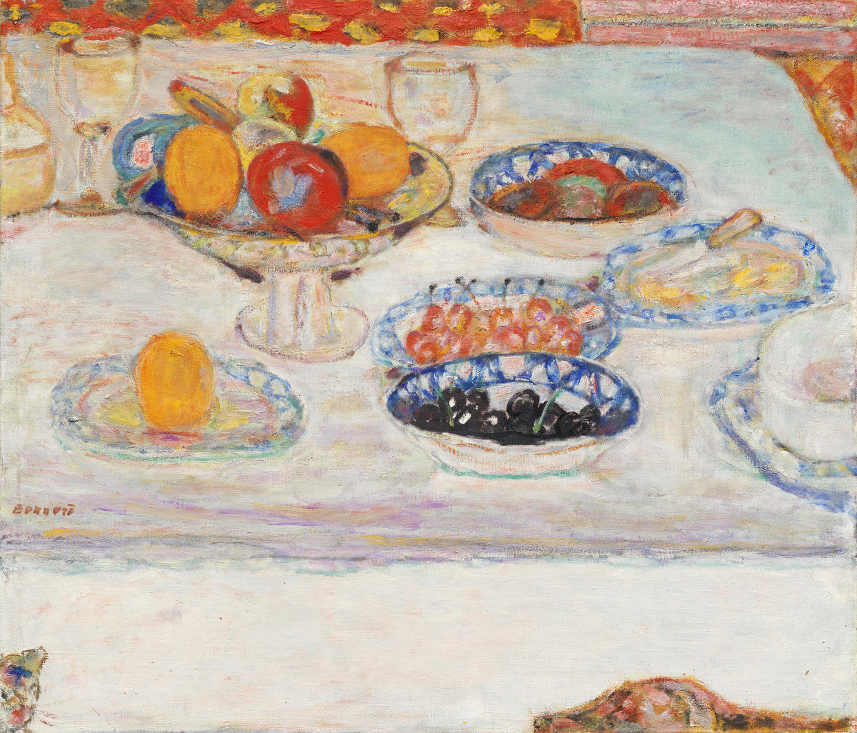 Reproduction du tableau « Compotiers et assiettes de fruits - Pierre Bonnard » par Alpha Reproduction en peinture à l’huile