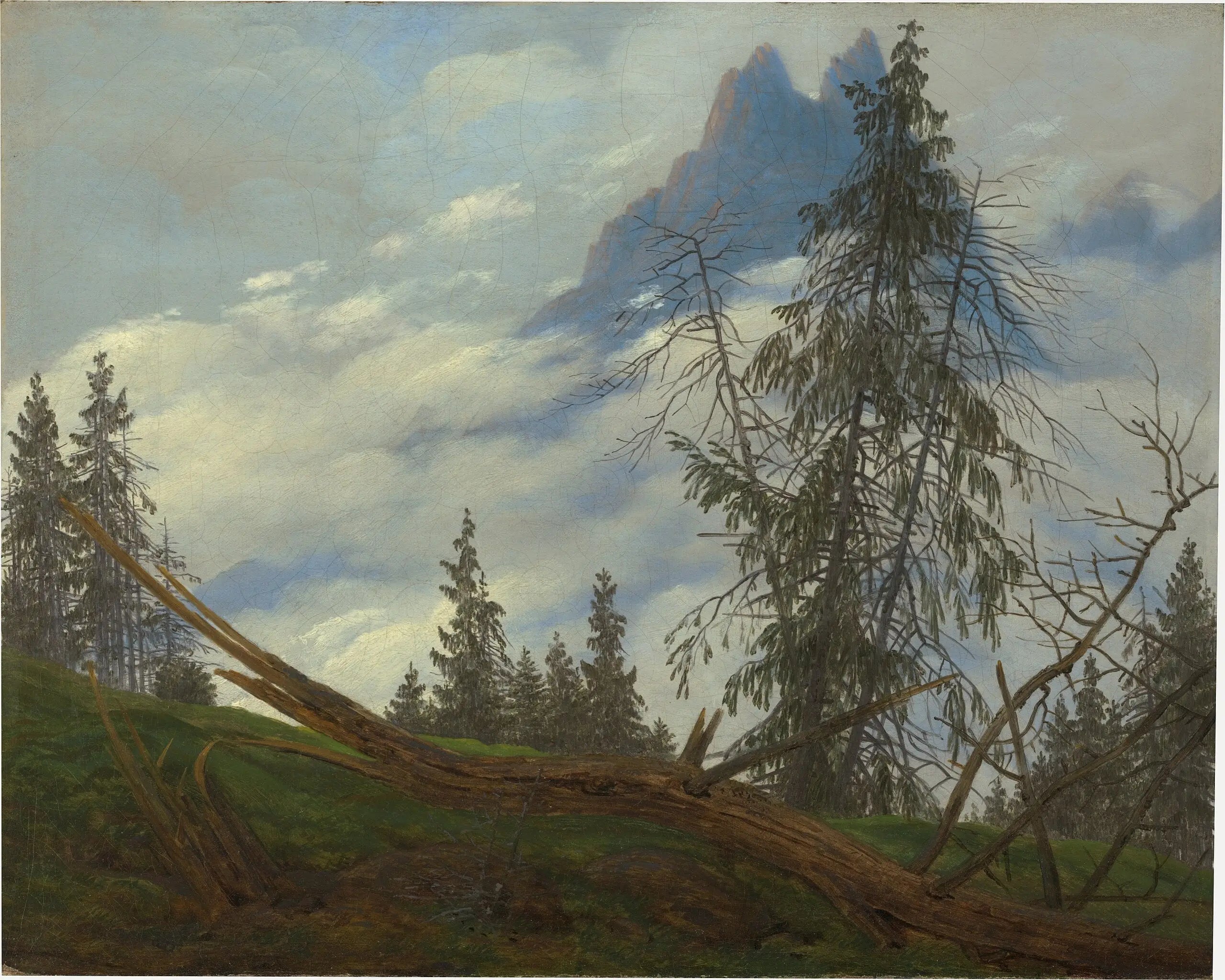 Crête de haute montagne avec les nuages de conduite - Caspar David Friedrich - Alpha Reproduction