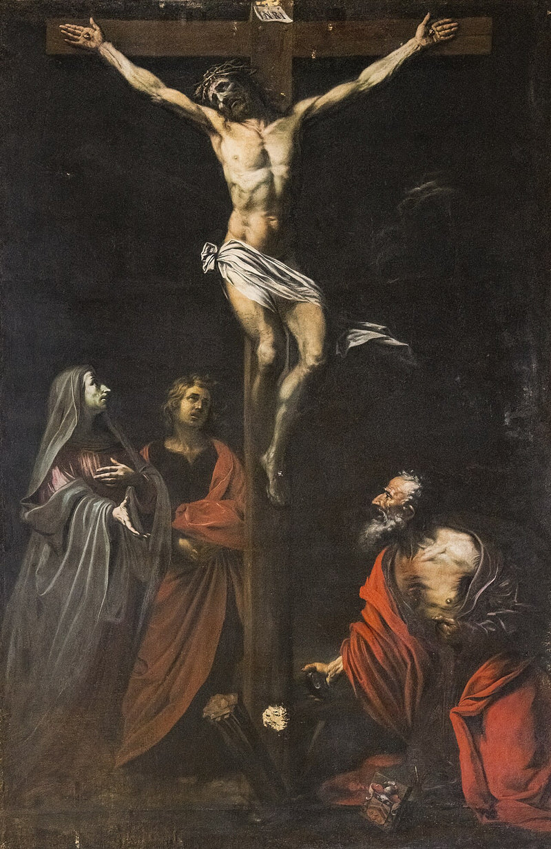 Crucifixión con la Virgen, san Juan y san Jerónimo - Jusepe de Ribera