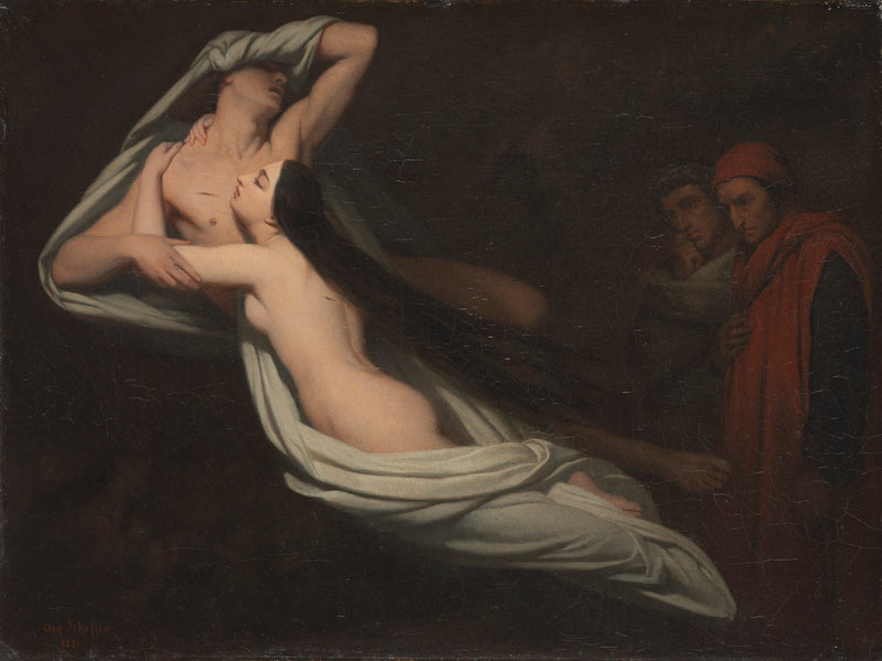 Dante y Virgilio encuentran las sombras de Francesca da Rimini y Paolo - Ary Scheffer