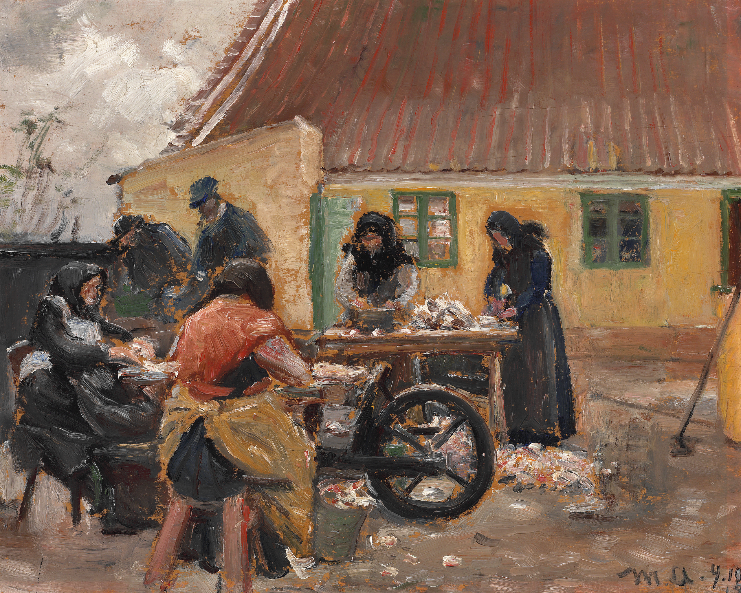 Las mujeres de Skagen limpian pescado. -Michael Peter Ancher