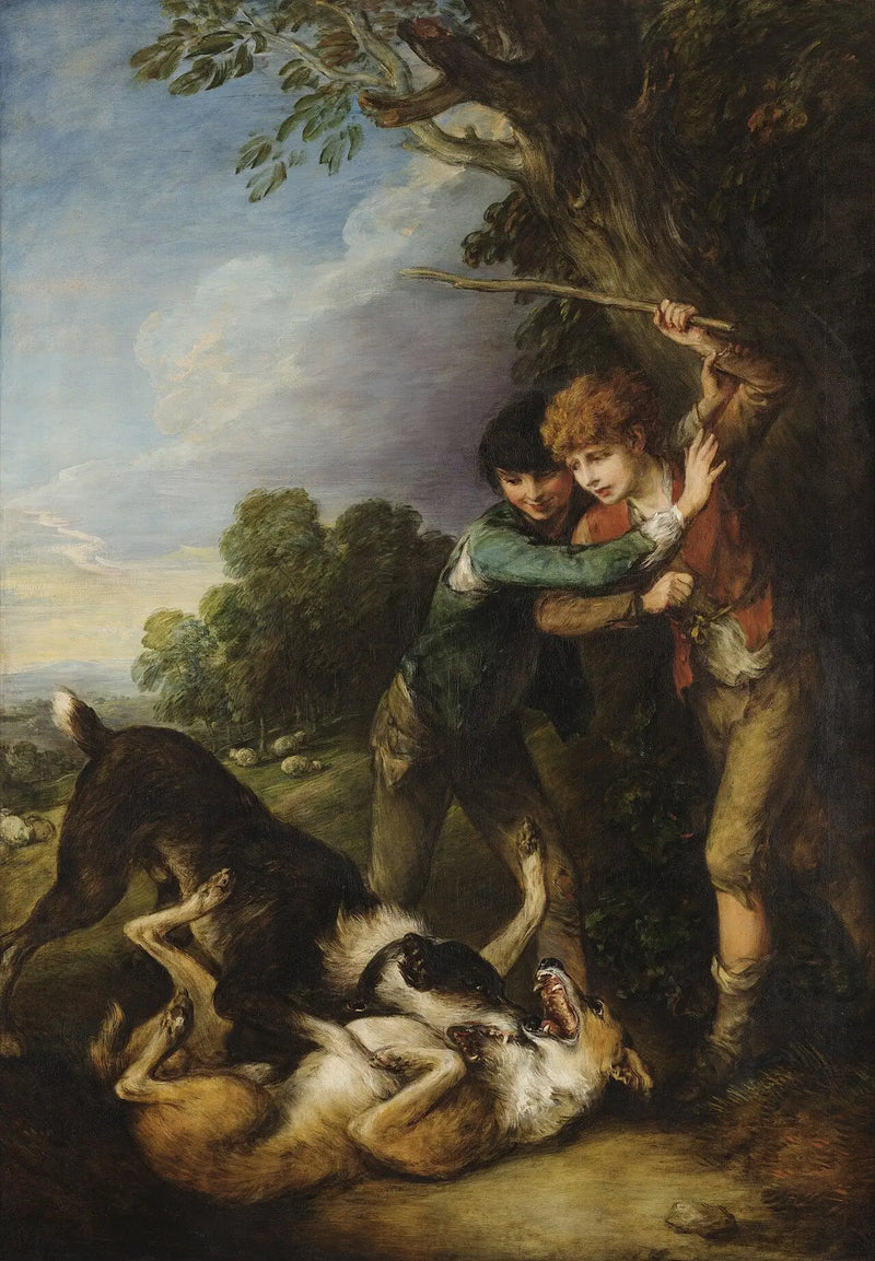 Dos pastores peleando con perros - Thomas Gainsborough