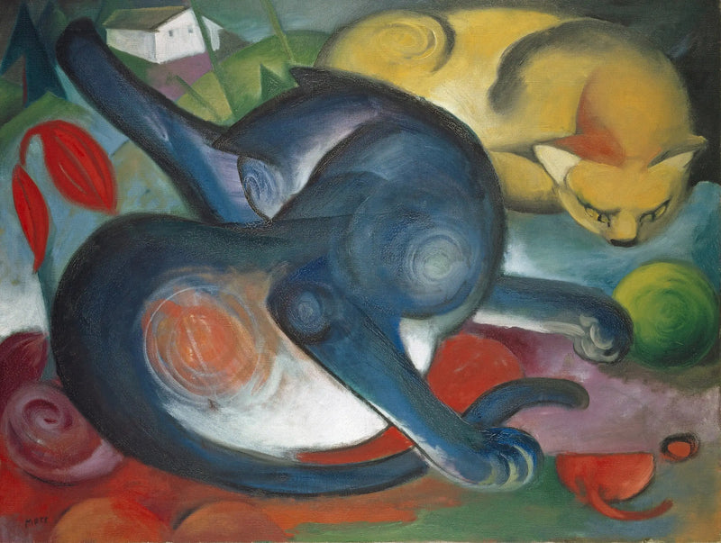 Dos gatos, azul y amarillo - Franz Marc