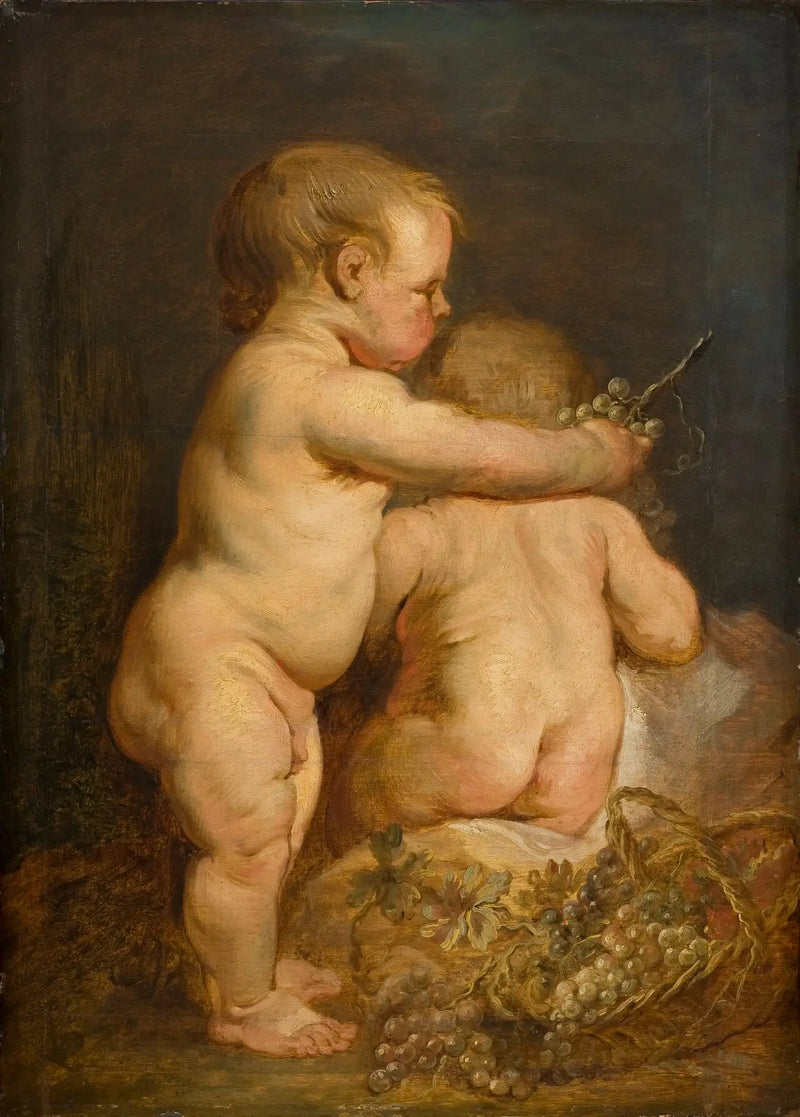 Dos niños desnudos con uvas - Antoine van Dyck