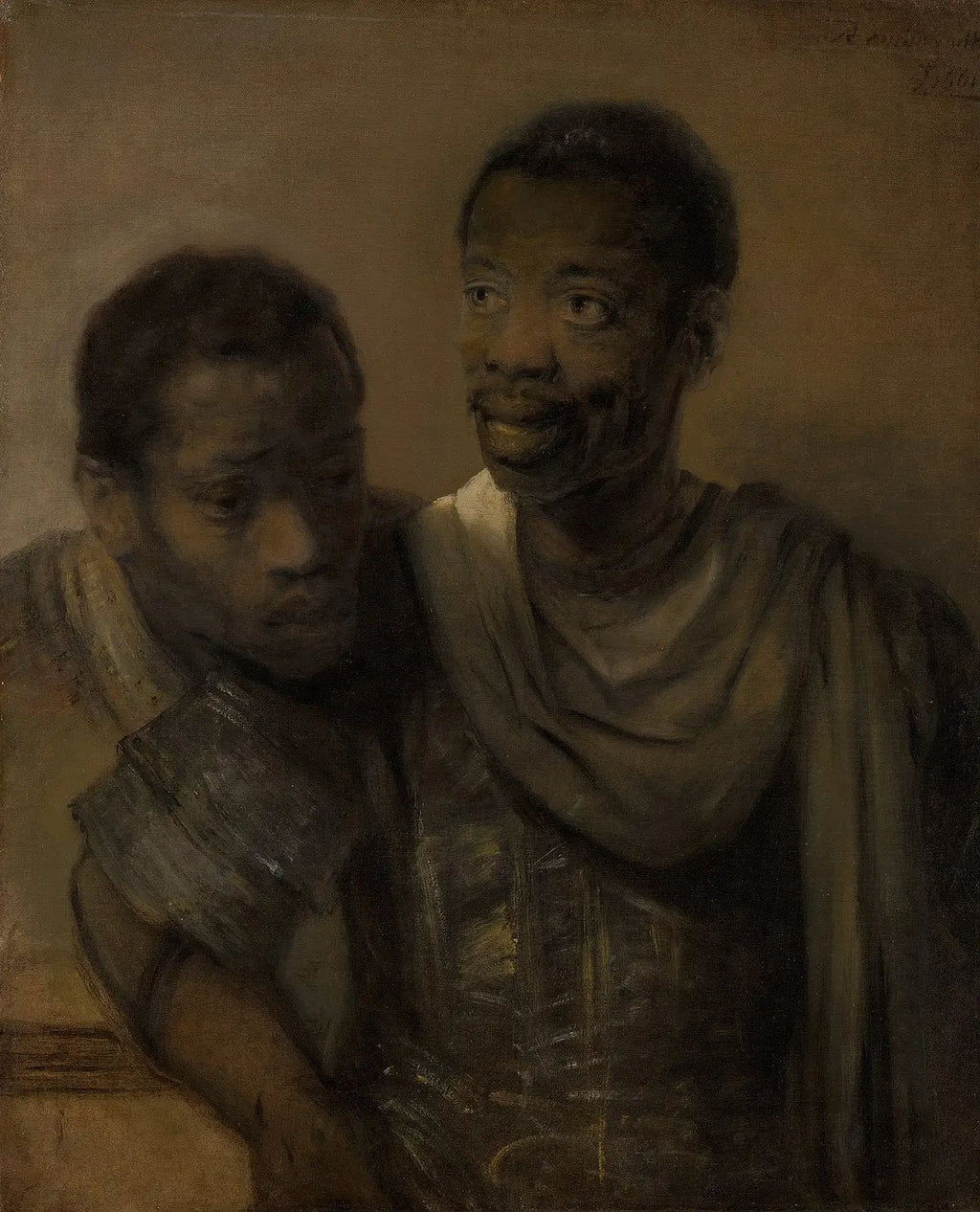Reproduction du tableau « Deux noirs - Rembrandt » par Alpha Reproduction en peinture à l’huile