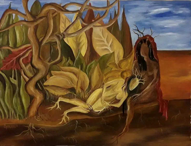 Reproduction du tableau « Deux nus dans une forêt - Frida Kahlo » par Alpha Reproduction en peinture à l’huile