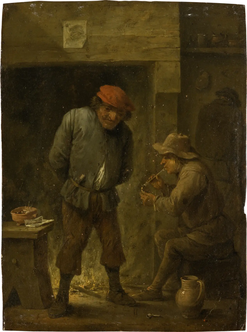 Dos campesinos en la esquina de la hoguera - David Teniers el Joven