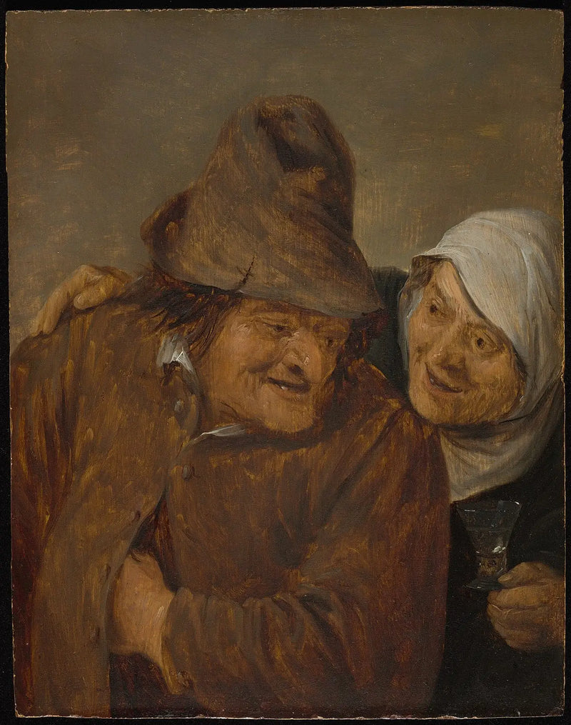Dos campesinos con una copa de vino - David Teniers el Joven