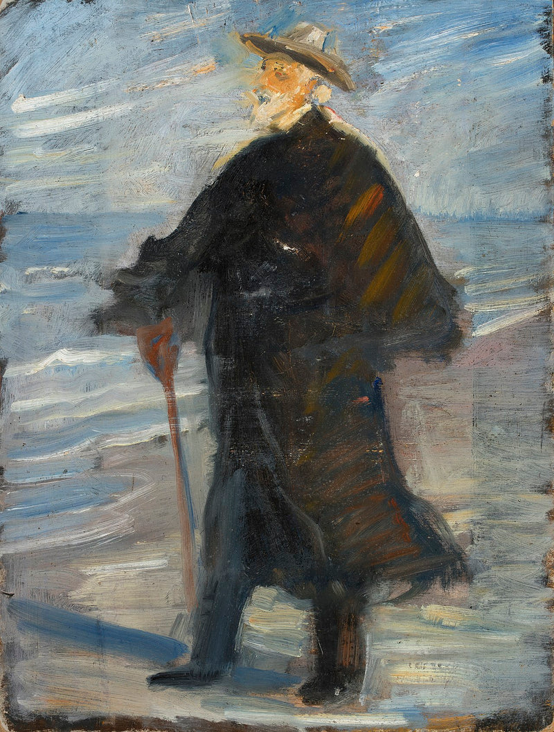 Drachmann en la playa - Michael Peter Ancher
