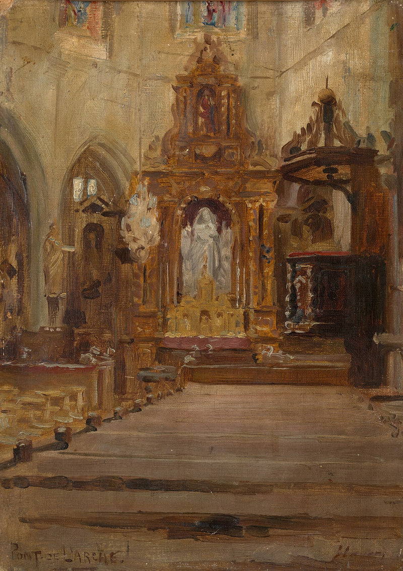 Iglesia de Notre Dame des Arts, Pont de l'Arche (Vista de la nave hacia el coro) - John Lavery