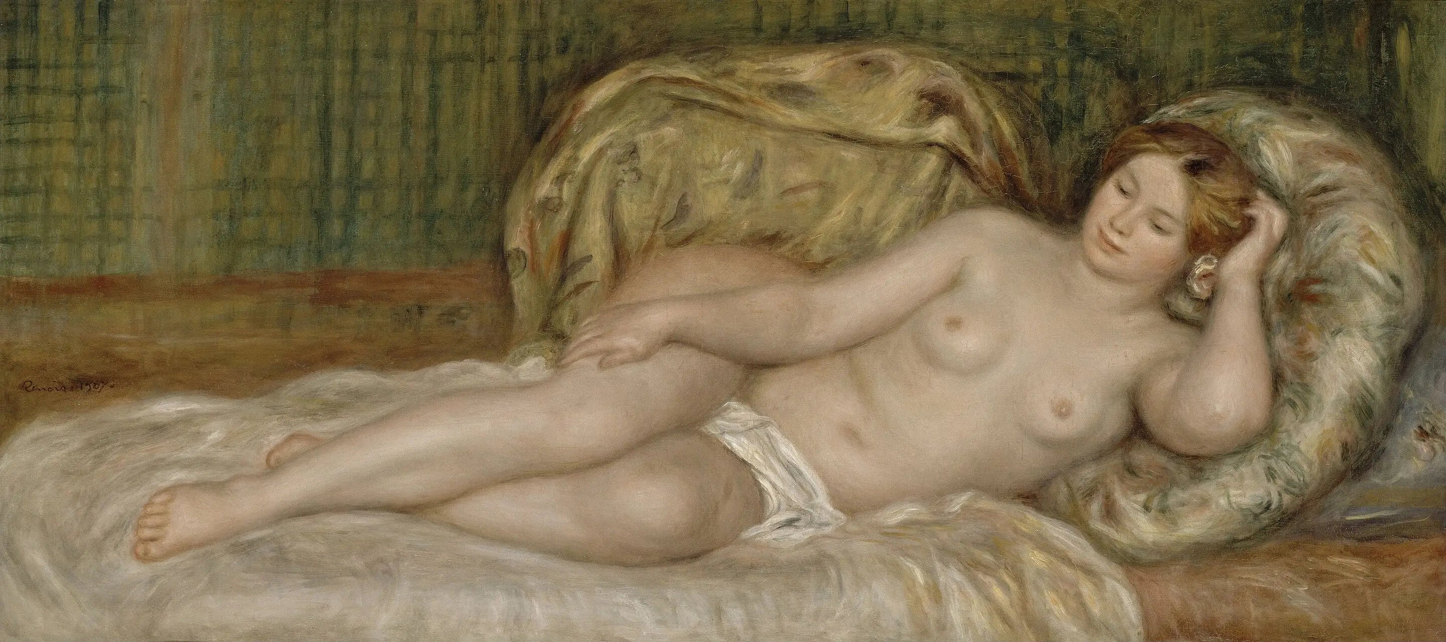 Reproduction du tableau « Femme nue (endormie) - Pierre-Auguste Renoir » par Alpha Reproduction en peinture à l’huile