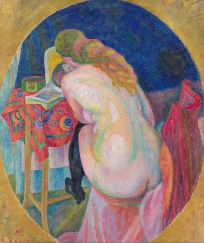 Reproduction du tableau « Femme nue lisant - Robert Delaunay » par Alpha Reproduction en peinture à l’huile