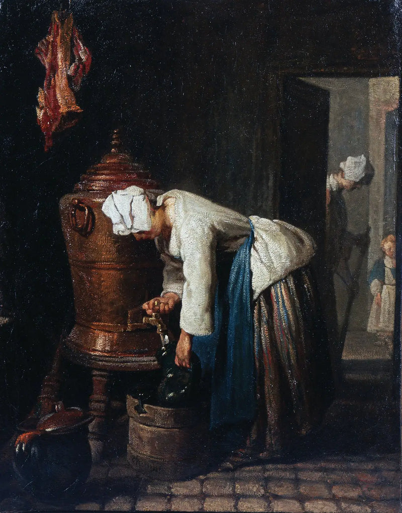 Mujer extrayendo agua de la cisterna - Jean Simeón Chardin