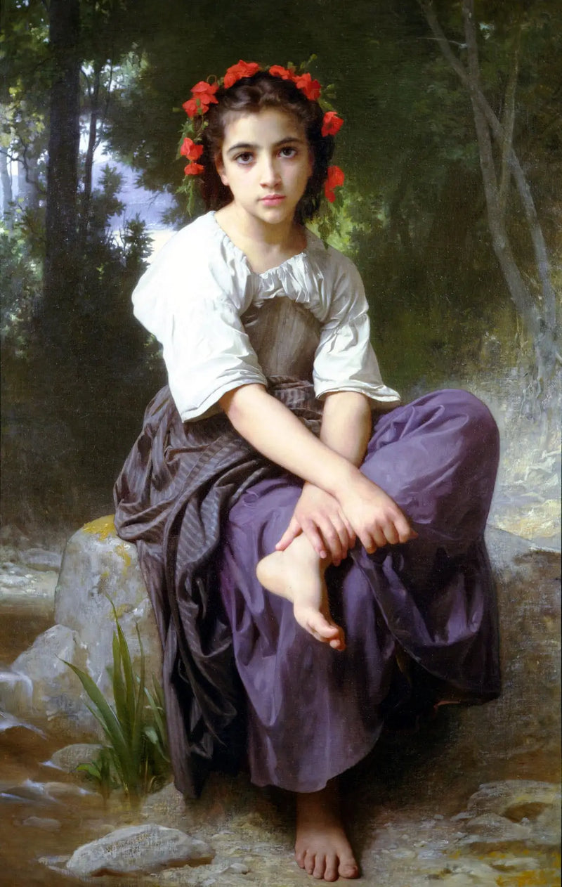 Niña sentada al borde del río - Bouguereau