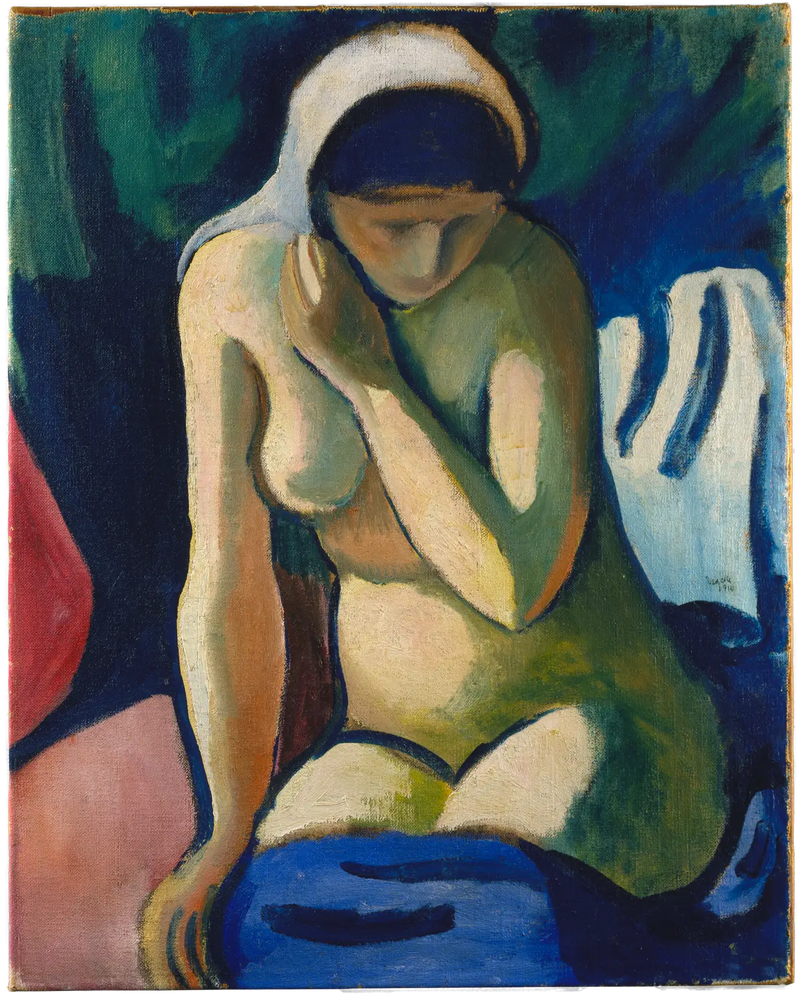 Chica desnuda con bufanda - August Macke