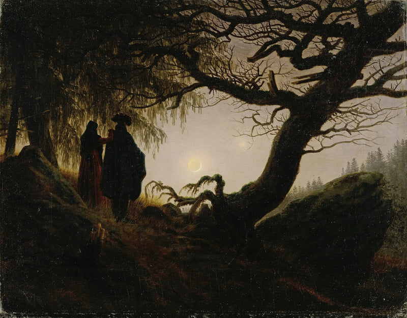 Hombre y Mujer contemplando la Luna - Caspar David Friedrich