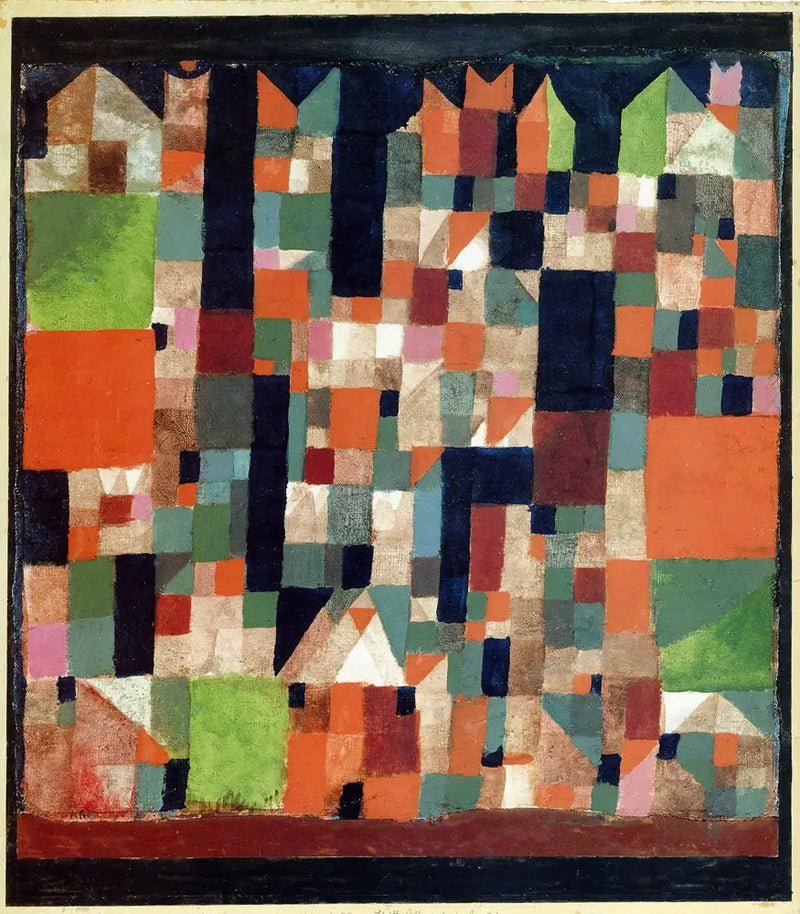 Imagen de una ciudad (acentos rojos/verdes) - Paul Klee