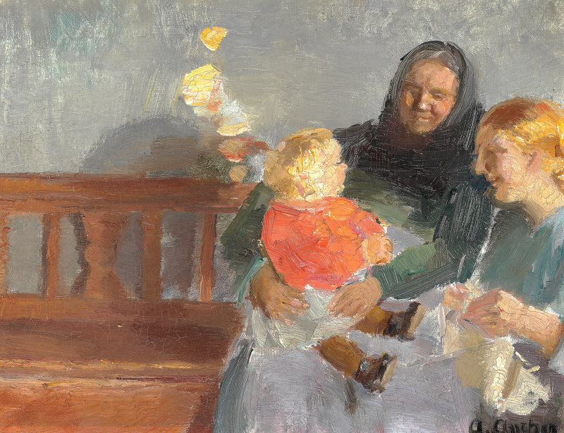 Interior soleado, con tres generaciones. - Anna Ancher
