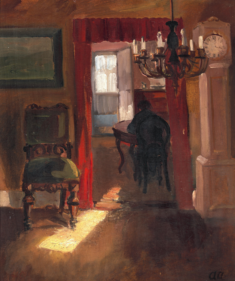 Interior de Skagen con una franja de luz en el suelo - Anna Ancher