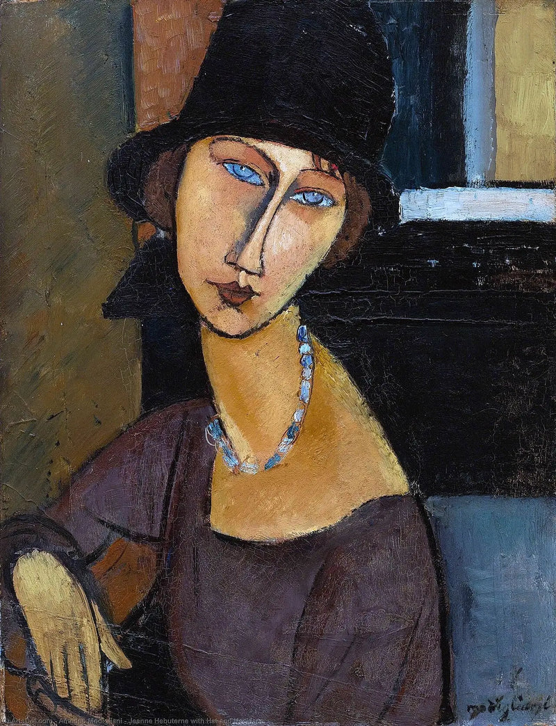 Jeanne Hébuterne con Sombrero y collar - Amedeo Modigliani