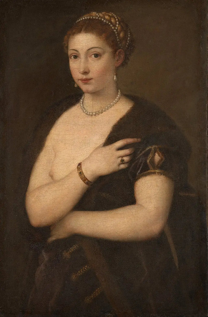 Joven mujer con piel de animal - Titian