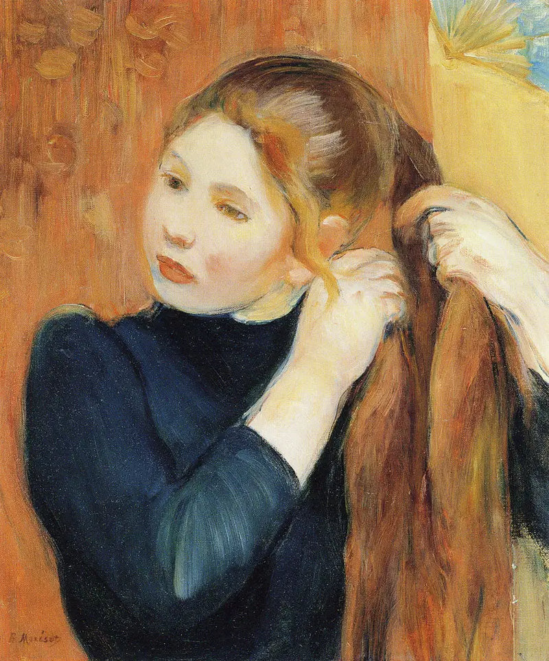 Joven chica trenzando su cabello - Berthe Morisot