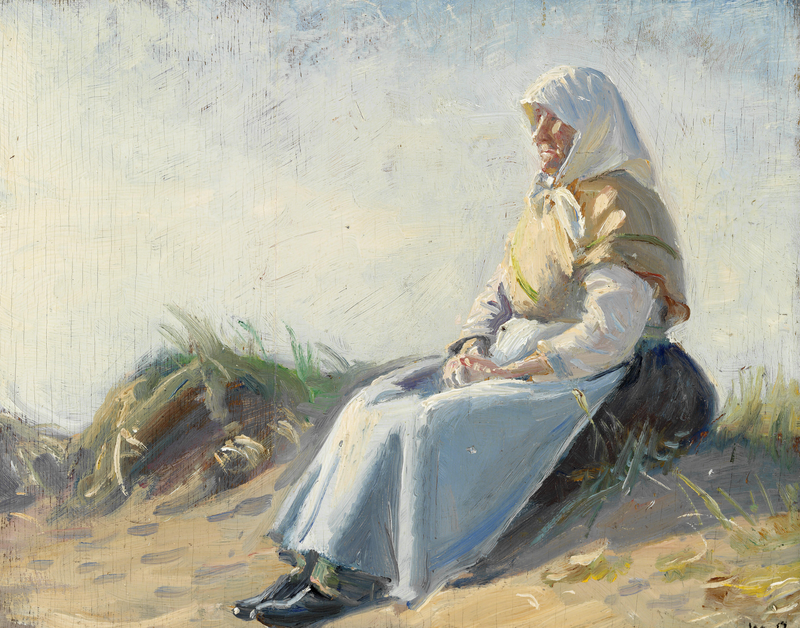 Nelle, la esposa de Anker, sentada en las dunas de Skagen. -Michael Peter Ancher
