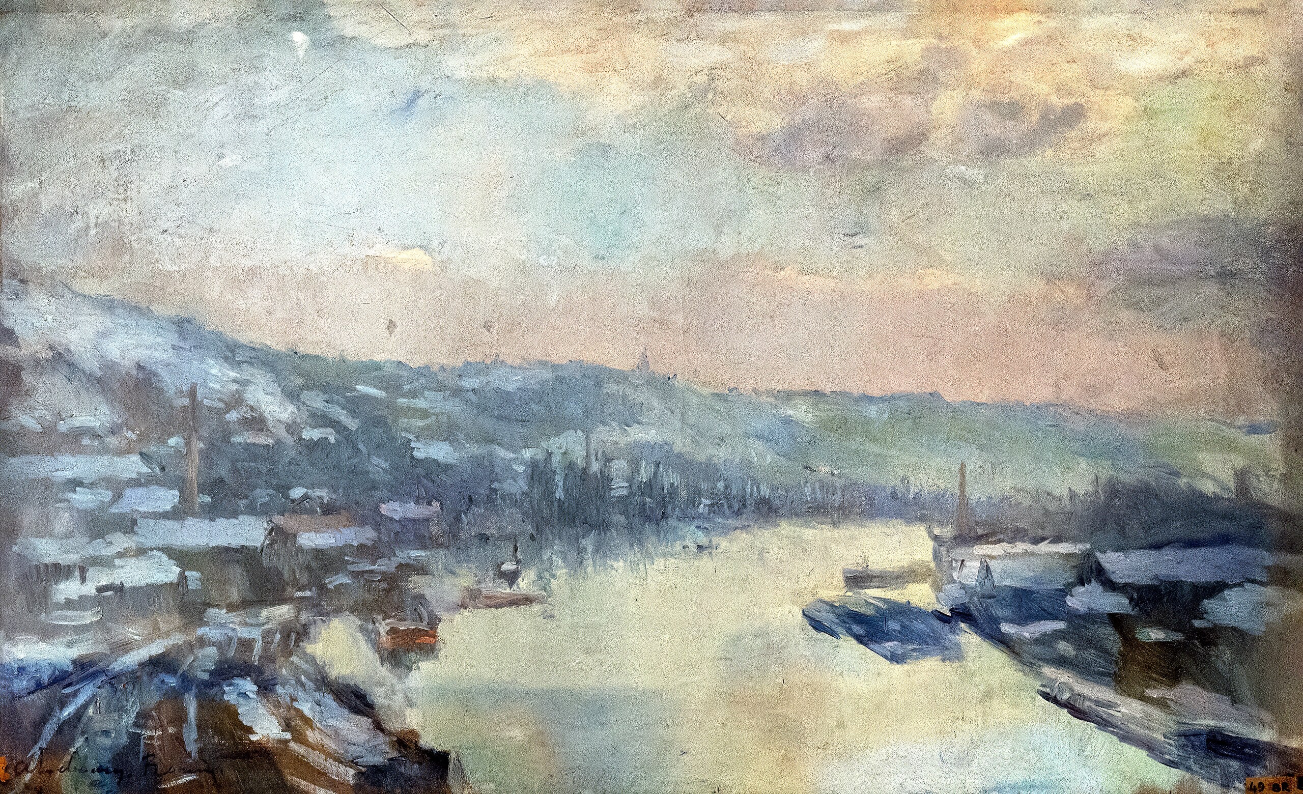 La Seine à Rouen en hiver, effets de neige - Albert Lebourg